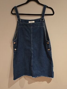 Denim Overall Pinafore Dress - Dark Blue By Eighty Two Size L